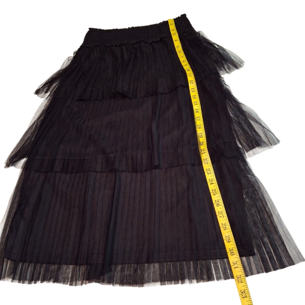 Favlux Ruffled 3-Tier Tulle Midi Black Skirt Women Size Medium - Picture 12 of 14